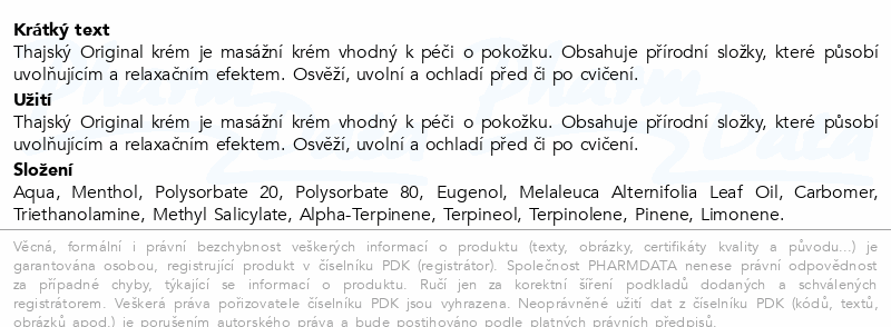 Thajský Original krém Essential 100g