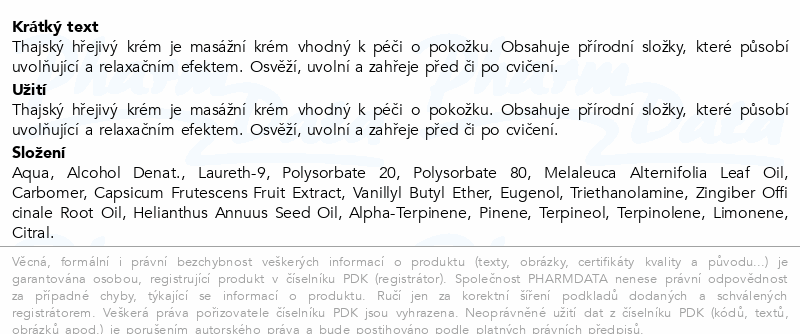 Thajský Hot krém Essential 100g