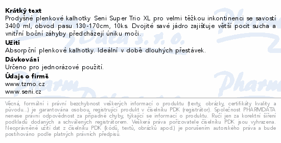 Seni Super Trio inkon.plen.kalh.s lepítky XL 10ks