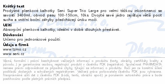 Seni Super Trio inkon.plen.kalh.s lepítky L 10ks