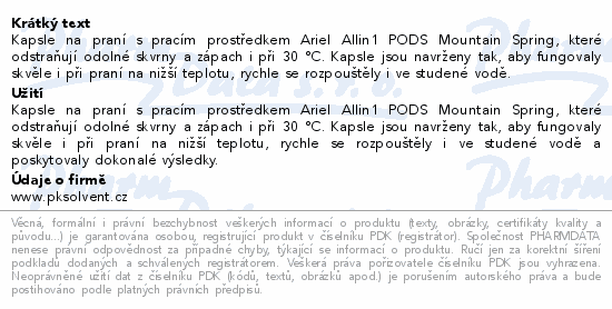 Ariel Mountain Spring gelové kapsle na praní 70ks