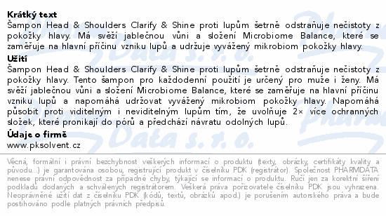 H&S Clarify&Shine šampon XXL 800ml