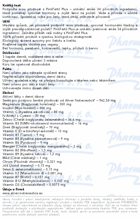 ALIVER PinkFertil+ ženská plodnost cps.90