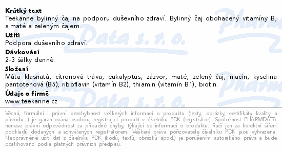 TEEKANNE Vitalita+Koncentrace s vit.B5 čaj 10x1.8g