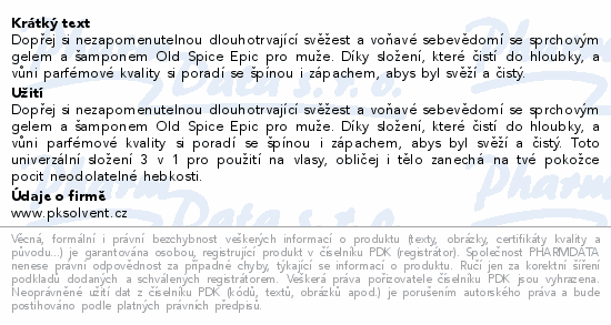 Old Spice Epic Legend sprchový gel 3v1 400ml