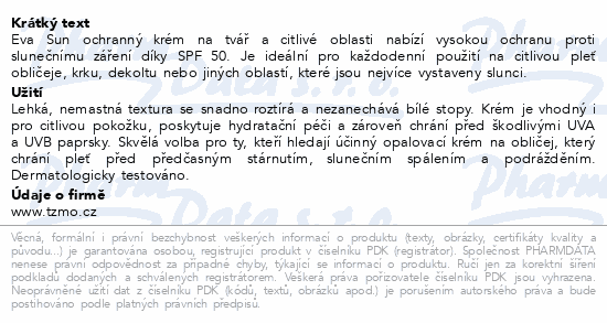 Eva Sun ochranný krém na obličej SPF50 50ml