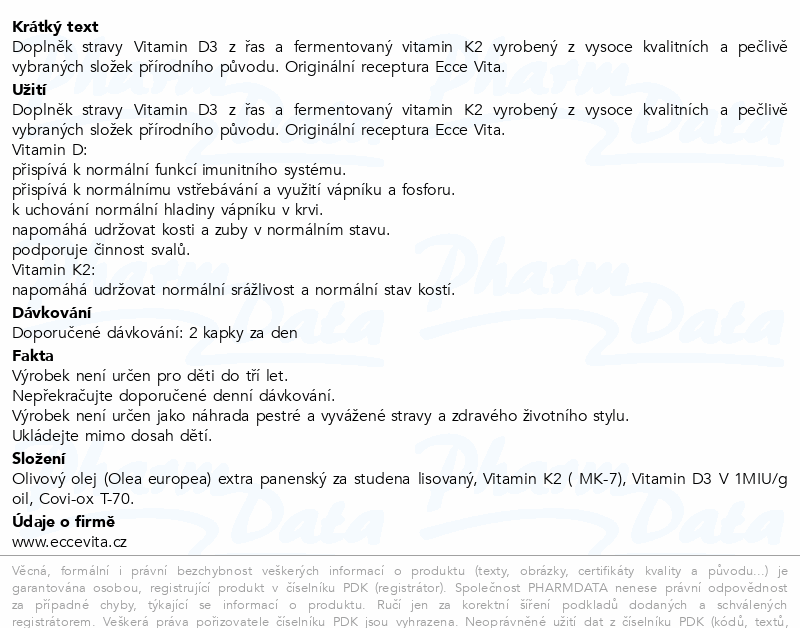 Ecce Vita Pro Vitamin D3/K2 30ml
