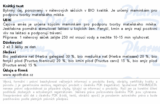 Apotheke BIO Kojící maminky čaj 20x1.5g