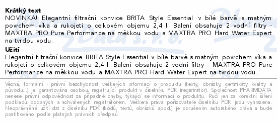BRITA Style Ess.fil.konvice bílá 2.4l+filtr 2ks