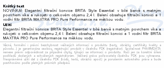 BRITA Style Ess.fil.konvice bílá 2.4l+filtr 1ks