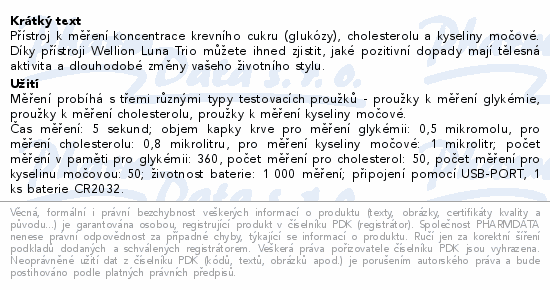 Wellion LUNA trio glukometr bílý