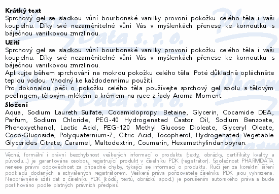 Dermacol Aroma Moment Sm.spr.gel bourb.Vanil.250ml