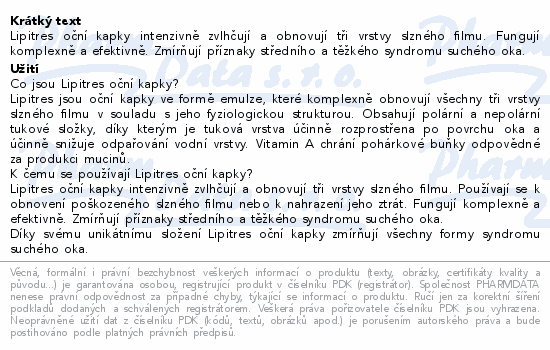 Lipitres obnovující oční emulze 10ml