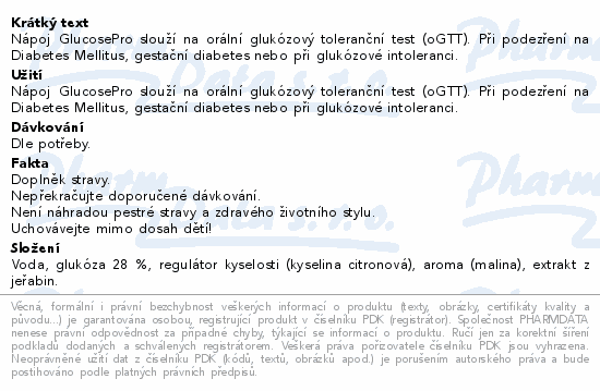 GlucosePro nápoj pro gluk.toler.test malina 250ml