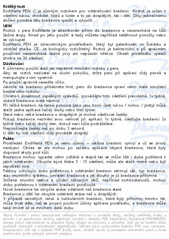 EndWarts PEN C pero k odstranění bradavic 3ml