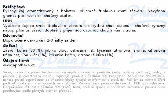 Apotheke Premier Intense Citron zázvor čaj 20x2.5g