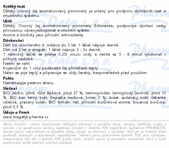 Megafyt Dětský čaj Echinacea 20x2g