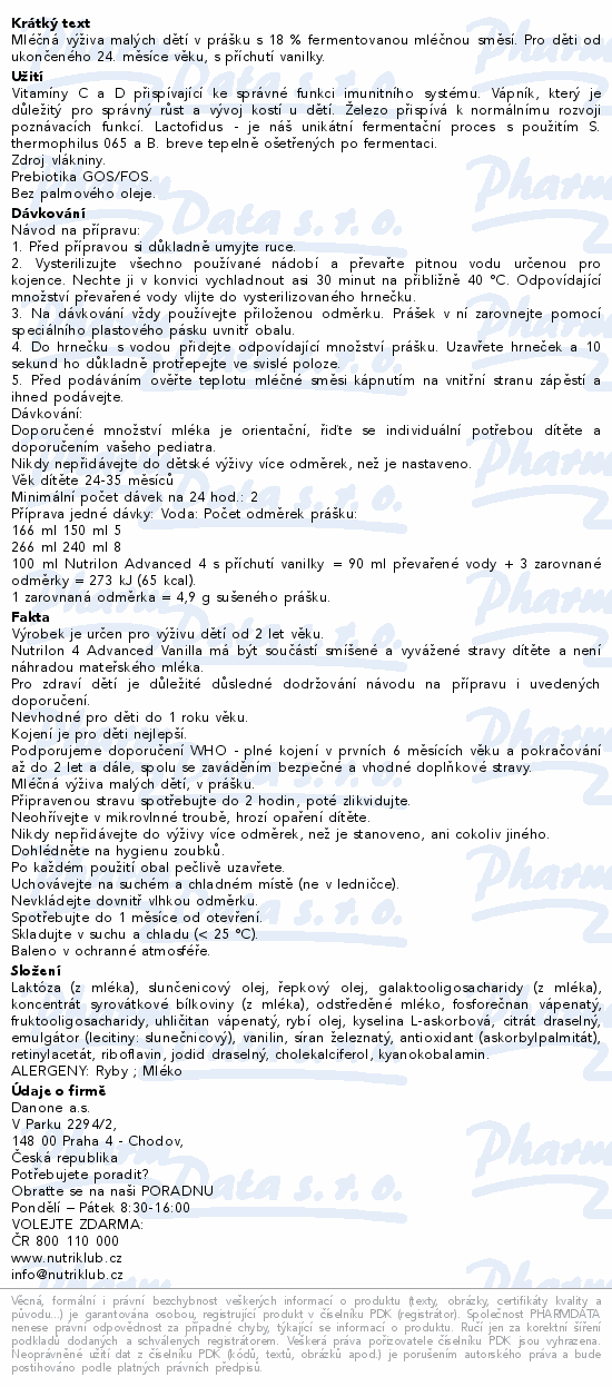 Nutrilon Advanced 4 Vanilla 800g