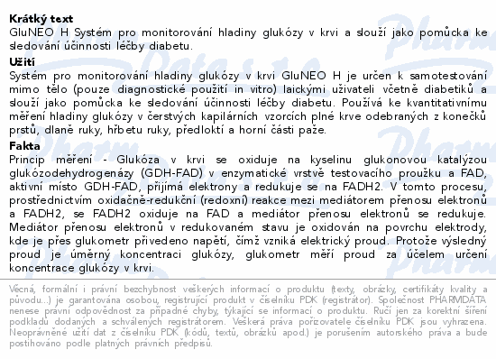 GluNEO H Systém stanovení hladiny glukózy v krvi
