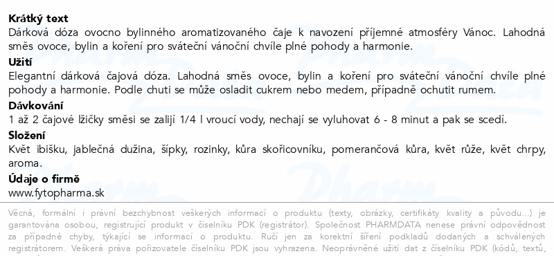 Tichá noc vánoční čajová dóza 120g Fytopharma