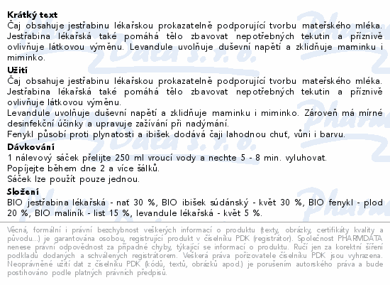 Čajánek Pro těhotné a kojící ženy BIO 20x1.5g