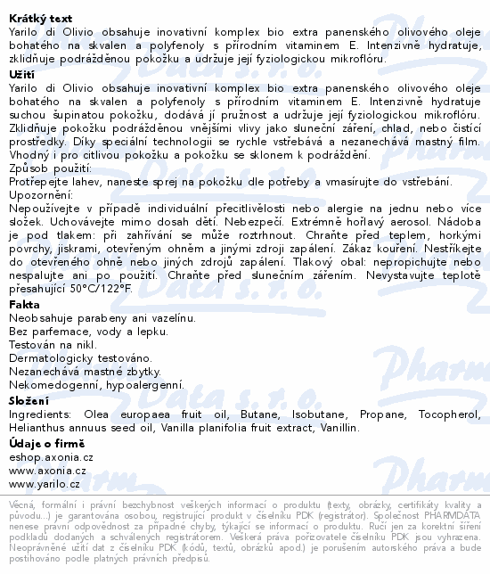 Yarilo di Olivio dermální sprej 100ml