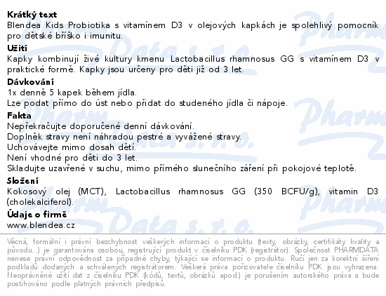 Blendea Kids Probiotik s vit.D3 olejové kapky 10ml