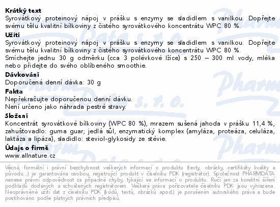 Allnature Sportlab WHEY Protein jahoda 500g