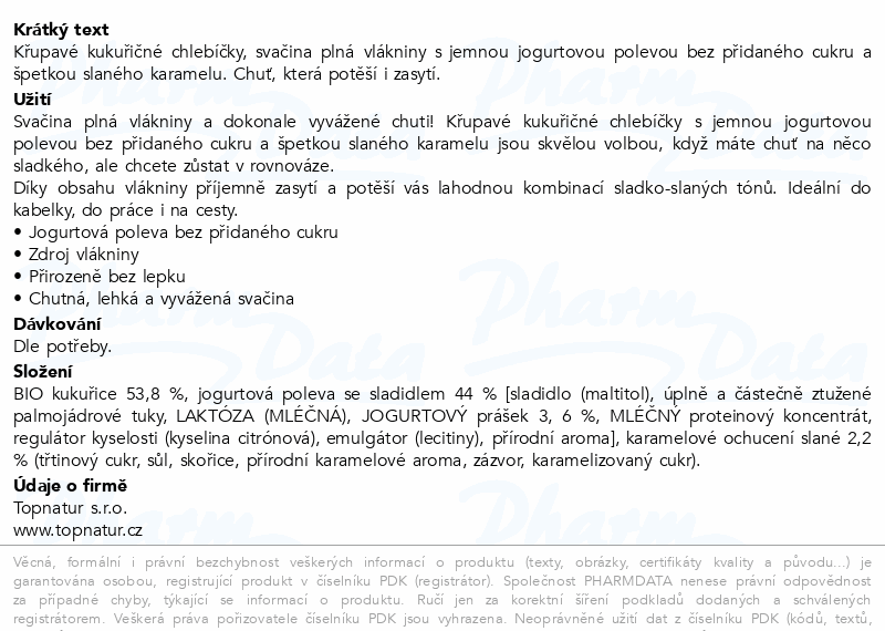Topnatur SLIM&FIT kukuř.chleb.sl.kara.jogu.pol.70g