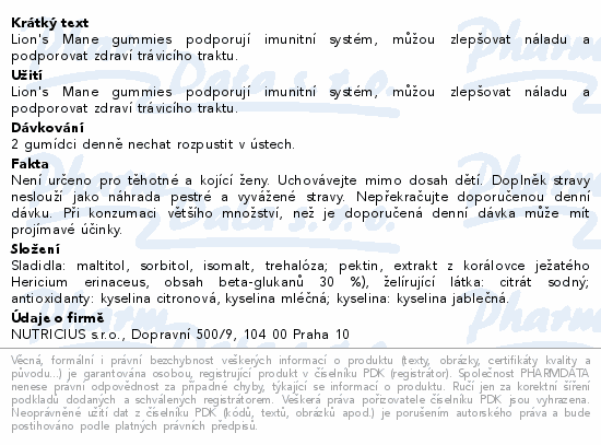 Lions mane 500mg gummies 60ks