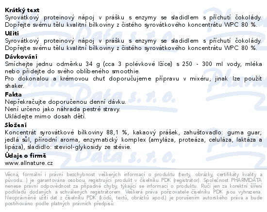 Allnature Sportlab WHEY Protein čokoláda 500g
