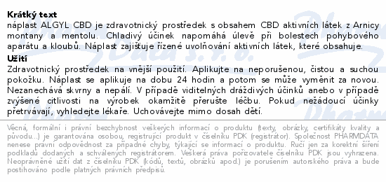 Algyl CBD náplast na bolest 8ks