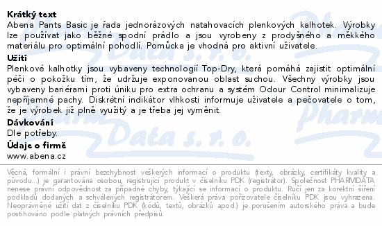 Inkont.navlék.kalhotky Abena Pants Basic M2 16ks