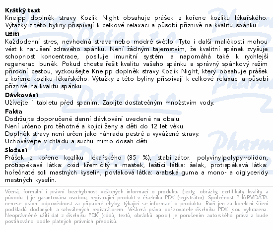 Kneipp Kozlík Night 500mg tbl.40