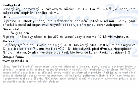 Apotheke BIO Černý rybíz s rakytníkem čaj 20x1.5g