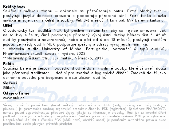 NUK First Choice dudlík 0-6 měs.1ks mix barev