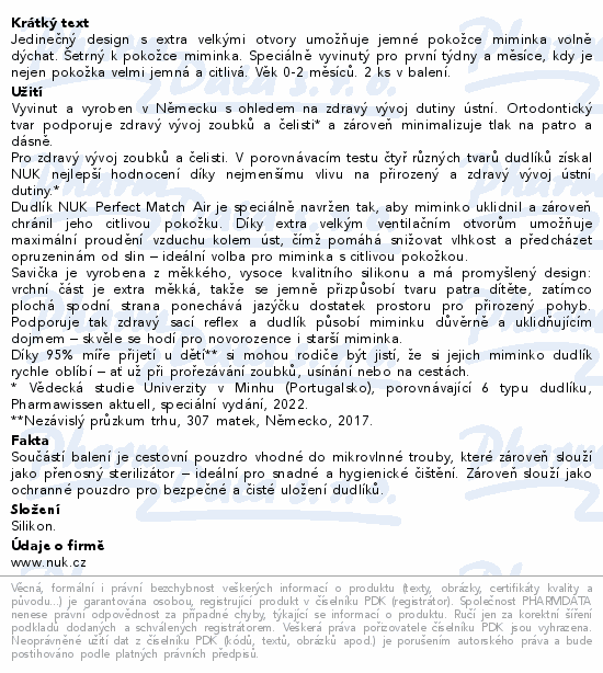 NUK Perfect Match AIR dudlík FOX/BEAR 0-2m 2ks