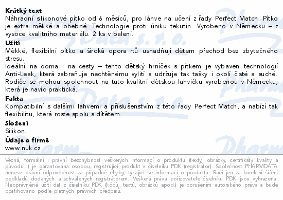 NUK Perfect Match pítko náhrad.silikon.6+m 2ks