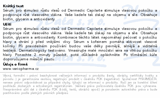 DERMEDIC Capilarte Serum pro stimul.růstu vl.150ml
