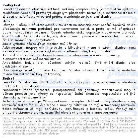 Aboca LenoDiar Pediatric průjem 12x2g