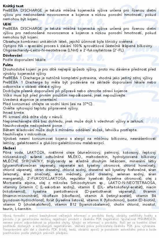 PreBEBA 1 DISCHARGE 2HMO 32x90ml