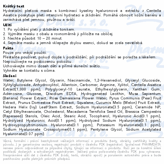 Madagascar Centella Hyalu-Cica Hydrating Mask 23ml