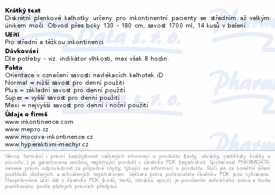 iD Pants Sensitive Extra Plus XL 14ks