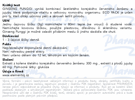Element IQ Ginseng Punggi Korejský ženšen 300g