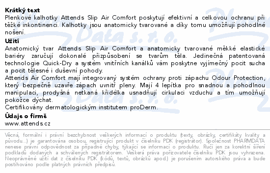 Kalhotky absorp.Attends Slip Air Comf.10 XL 15ks