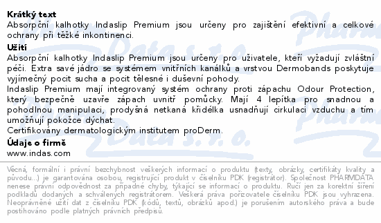 Kalhotky absorpční Indaslip Premium 10+ XL 20ks