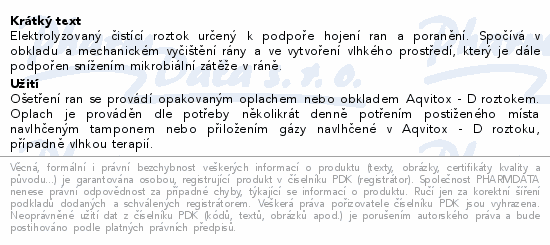 AQVITOX D roztok na ošetření ran 500ml