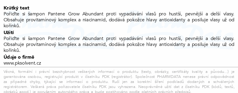 Pantene Pro-V Grow Abundant šampon 290ml