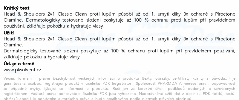 H&S Classic šampon 2v1 XXL 800ml