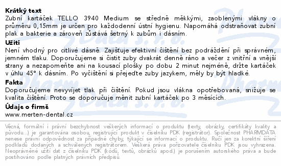 TELLO 3940 Medium zubní kartáček mix barev 1ks